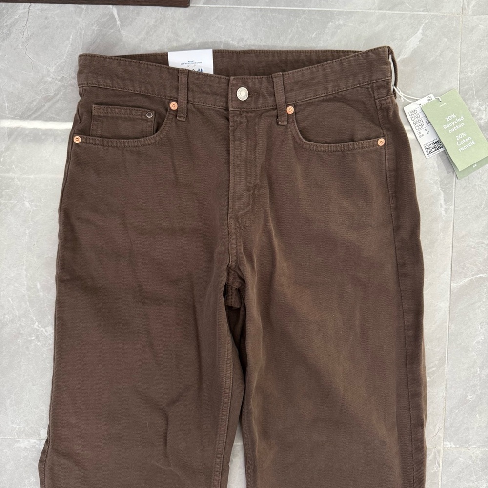 Women’s H&M &Denim Baggy Low Waist Loose Fit Jeans 100% Cotton Size 8 - Picture 2 of 16